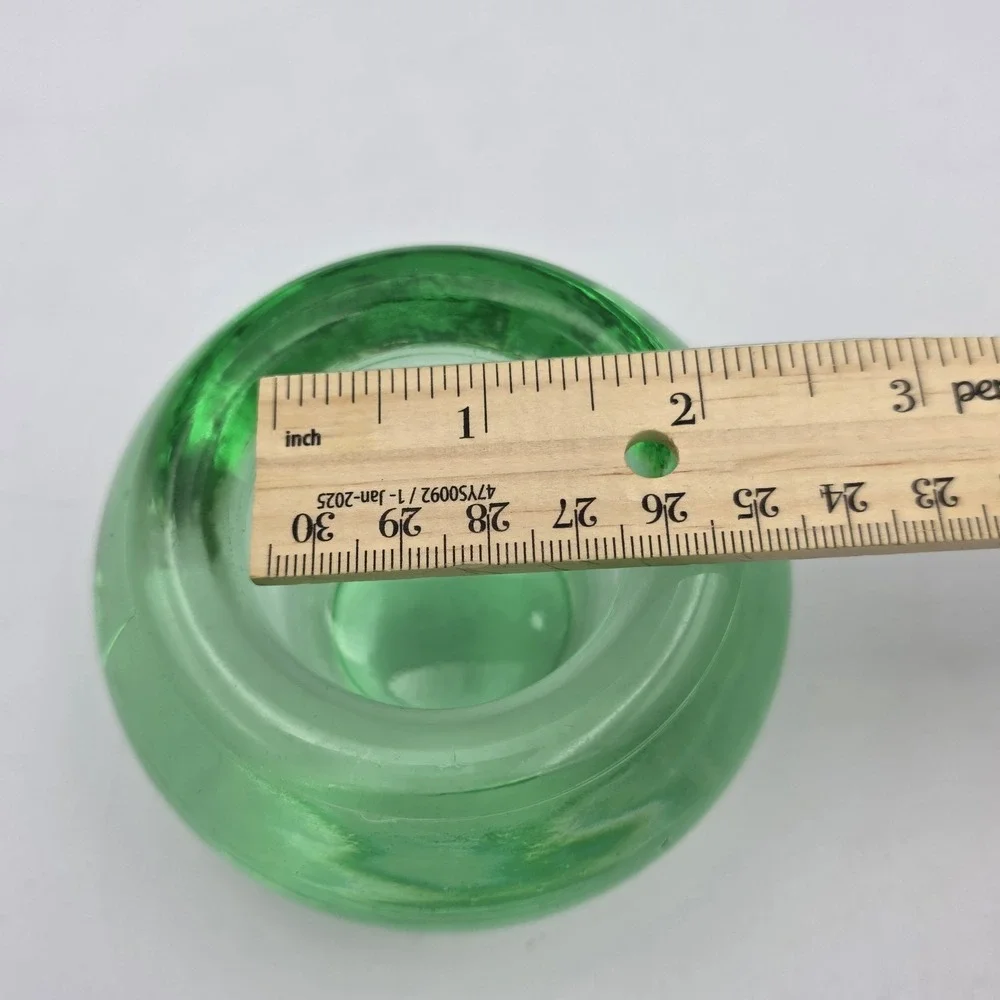Crate & Barrel Green Glass Votive Tea Light Candle Holder 2.25